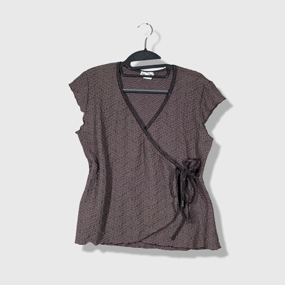 Betsey Boo Tie Wrap Top Womens 1X Brown Y2K Whimsigoth Fairycore Textured
